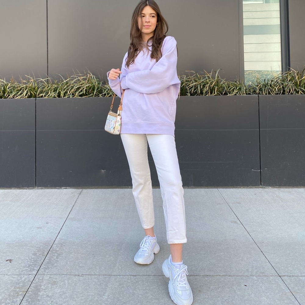 Reformation Straight Leg Cream Cropped High-Rise Jeans